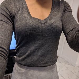 Grey Vero Moda Long Sleeves Tee V Neck